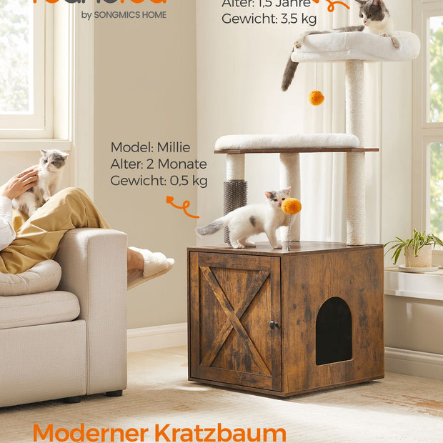 Krabpaal – wasbare kussens – vintage bruin