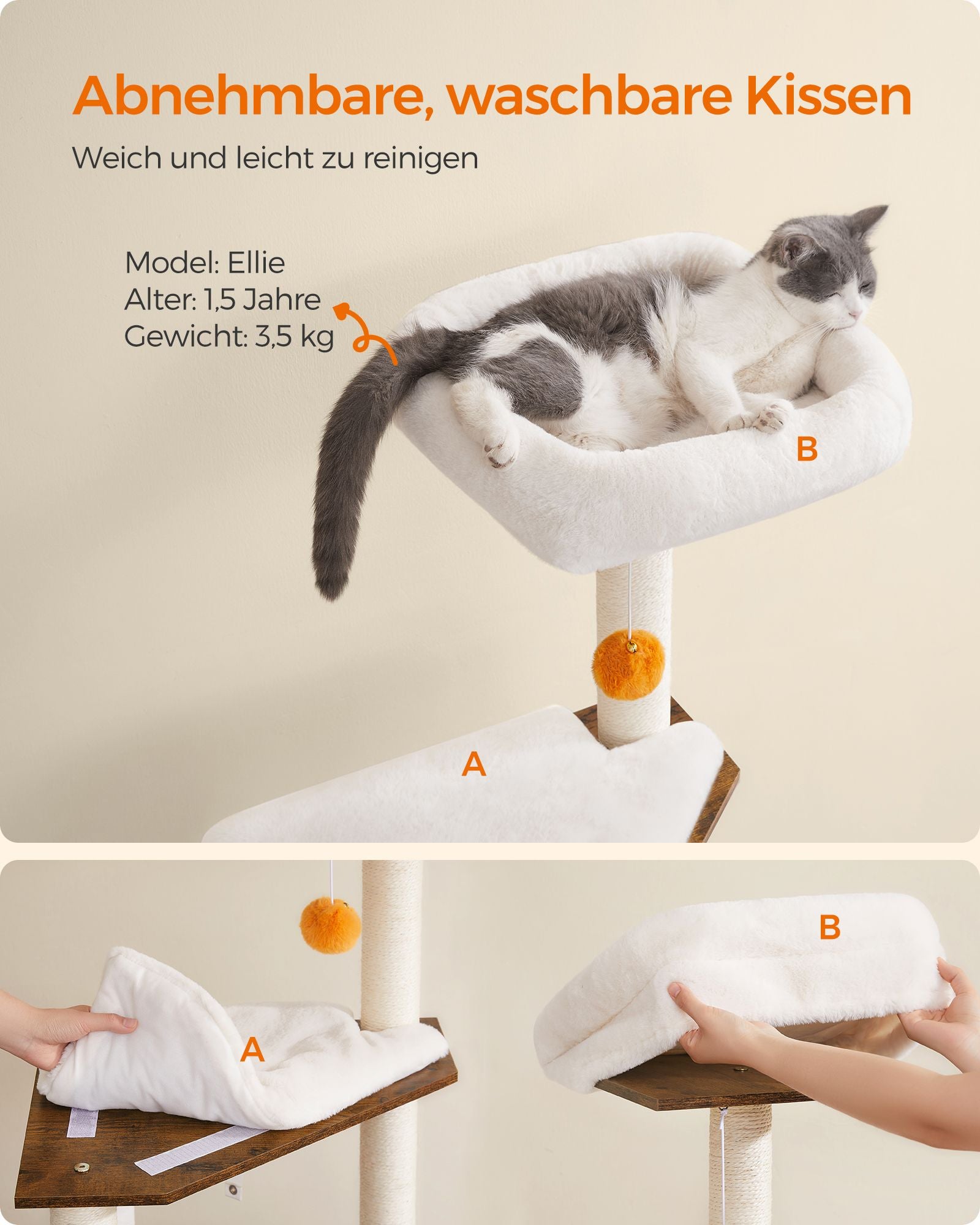 Krabpaal – wasbare kussens – vintage bruin