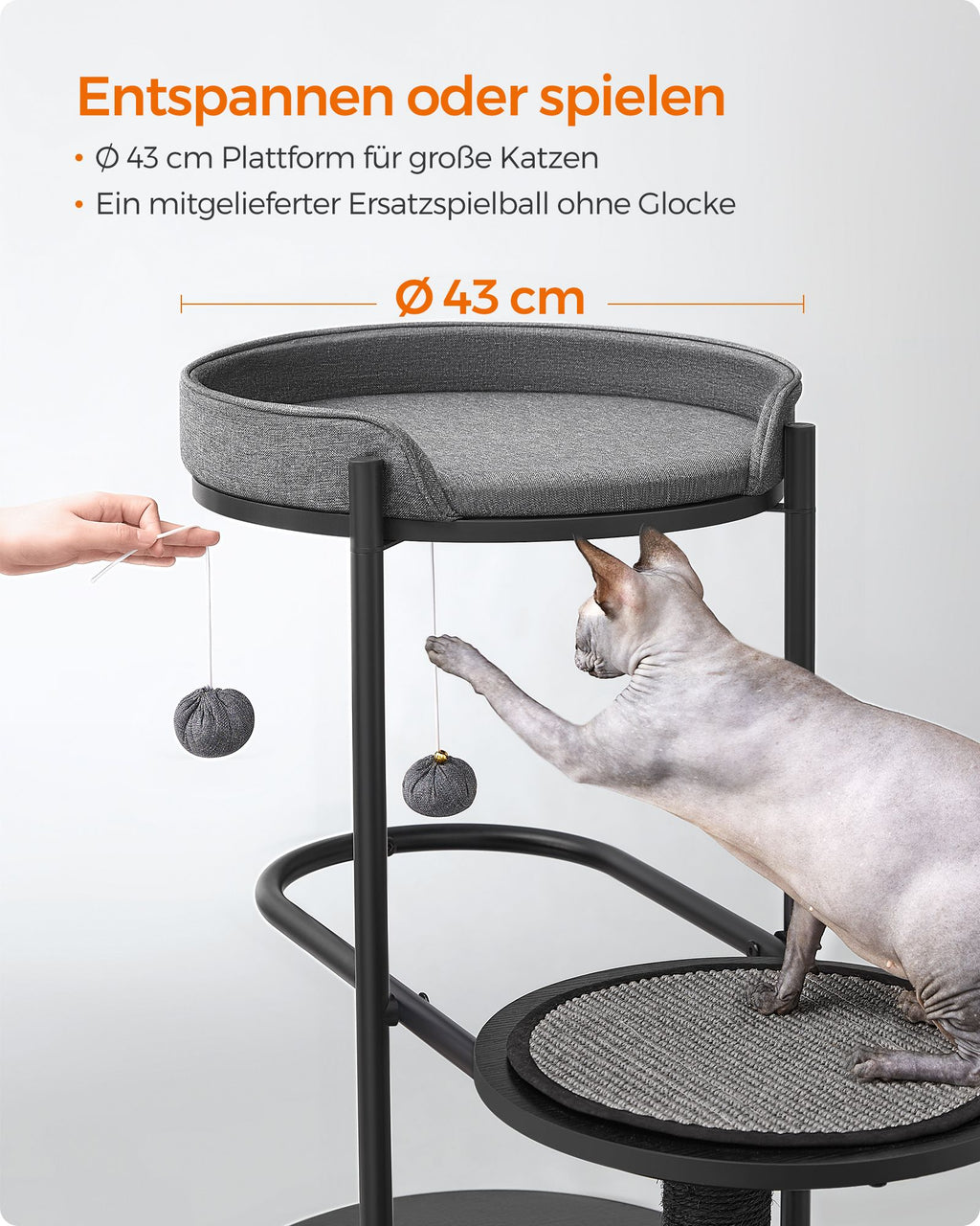 Krabpaal – 111 cm hoog – klassieke zwarte sisalstam