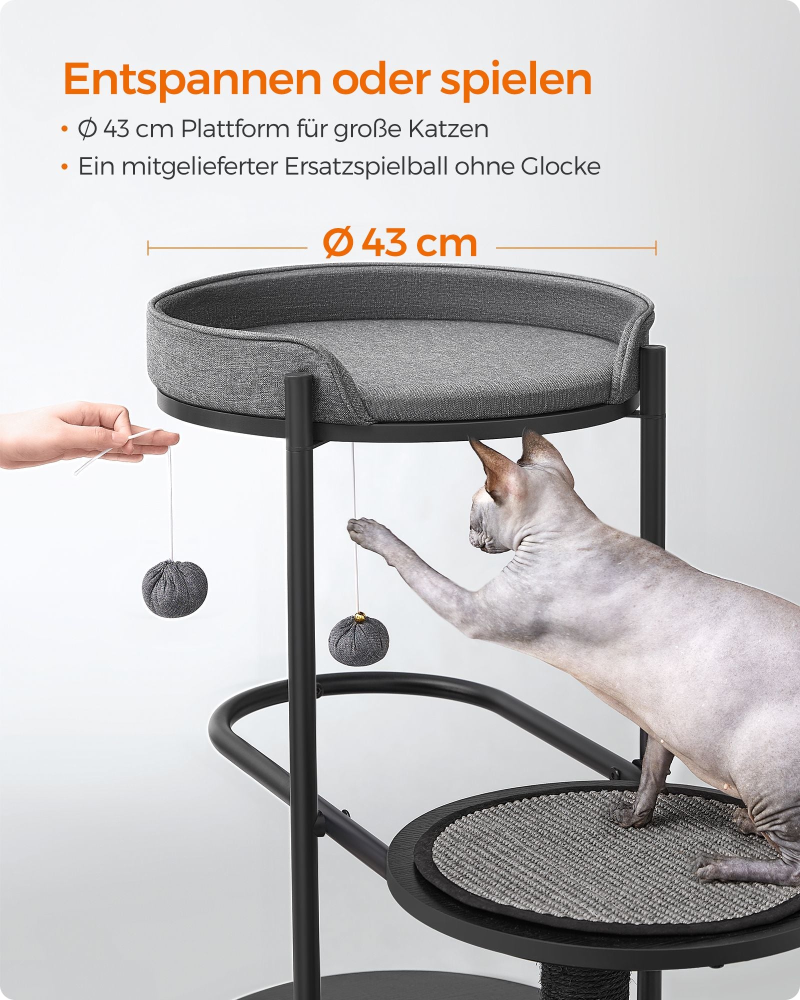 Krabpaal – 111 cm hoog – klassieke zwarte sisalstam