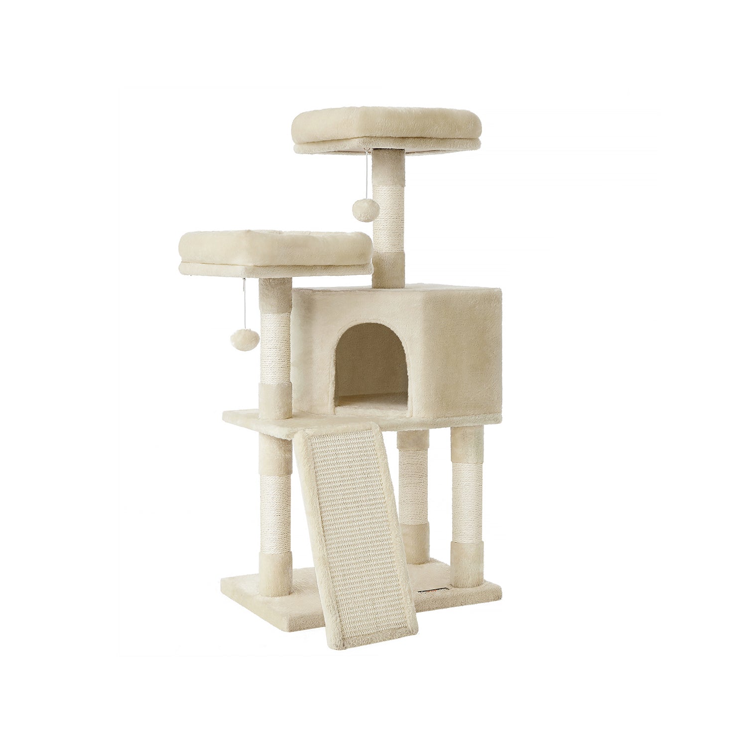 Krabpaal – Ruimtebesparend met 2 platforms en grot – Lichtgrijs