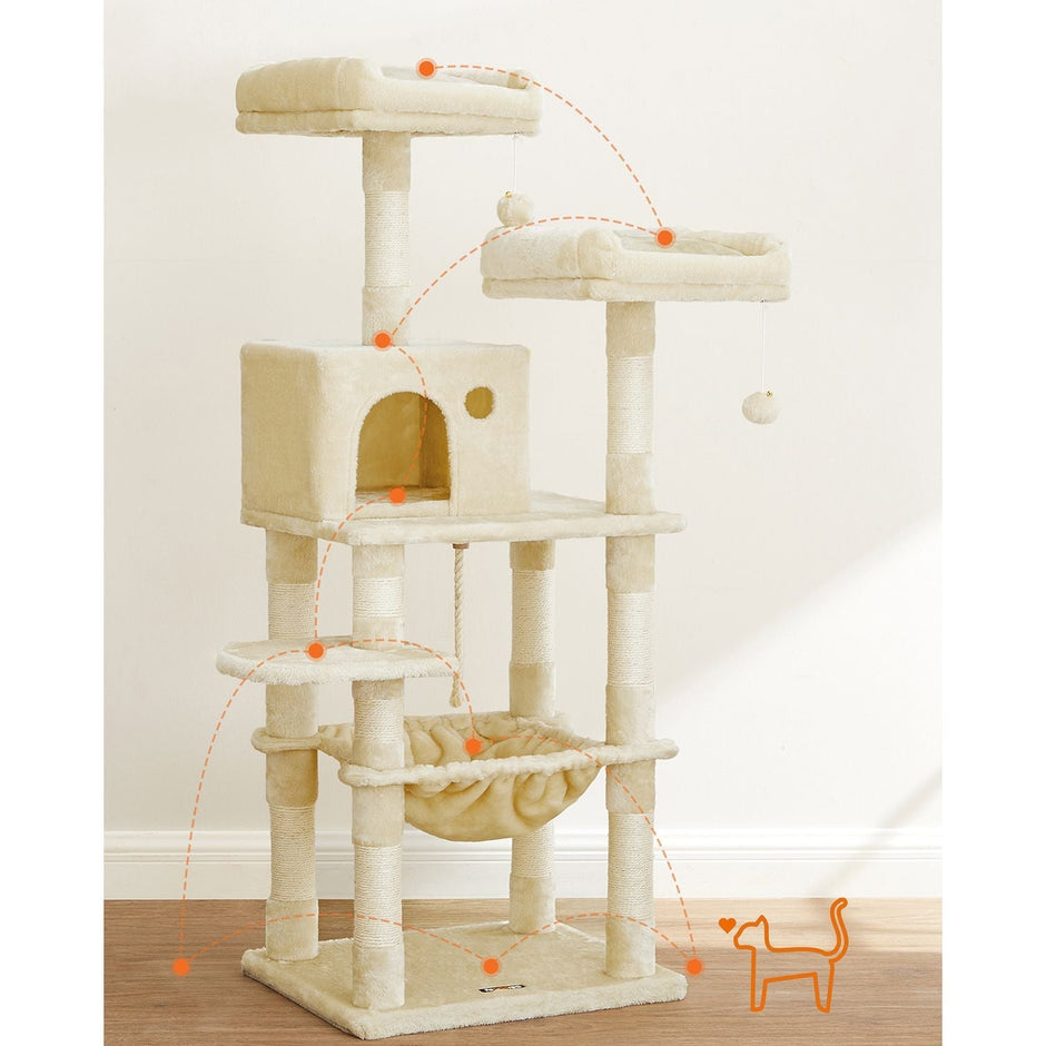 Krabpaal – Met speeltoren en hangmat – Beige