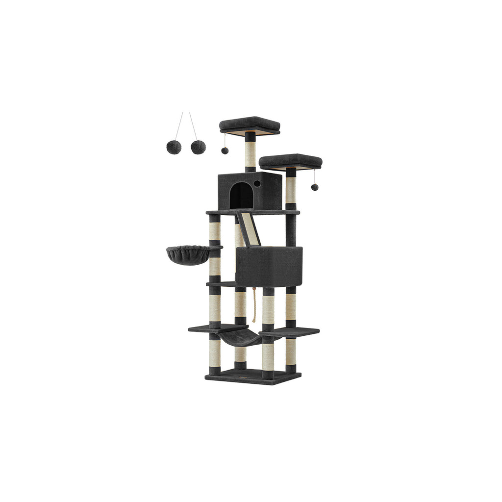 Grote krabpaal – 206 cm hoog – multi-level – inktzwart