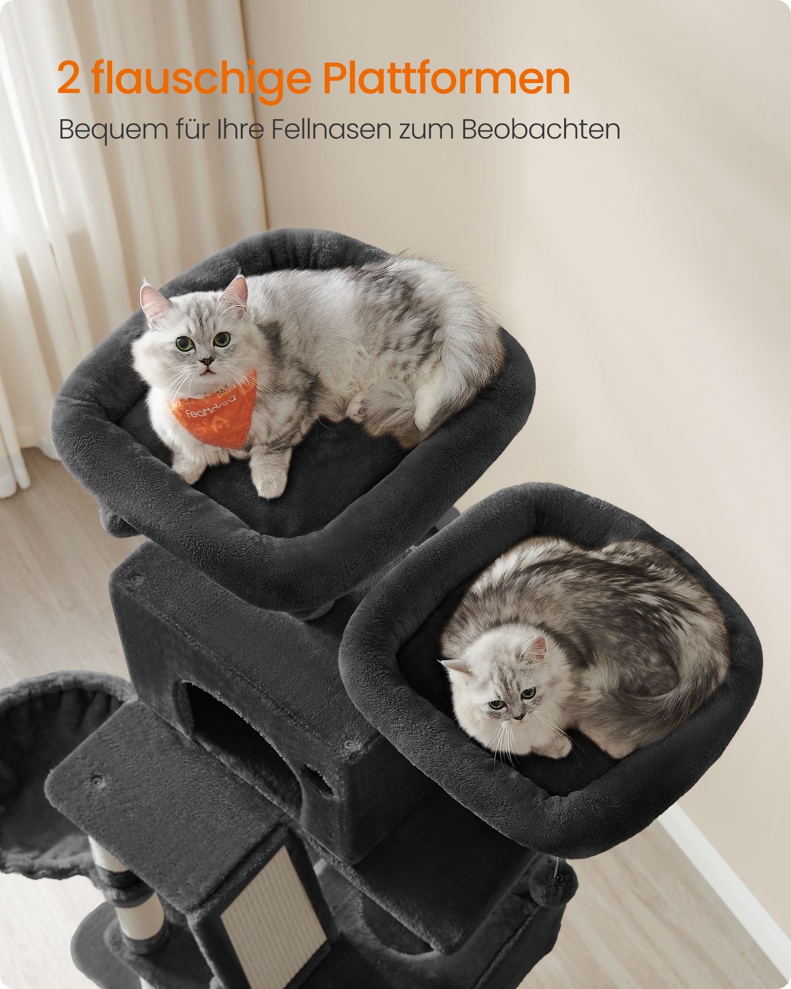 Grote krabpaal – 206 cm hoog – multi-level – inktzwart