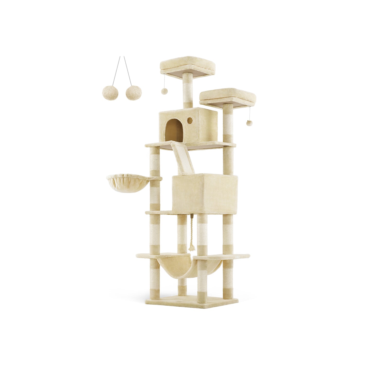 Grote krabpaal – 206 cm hoog – multi-level – inktzwart