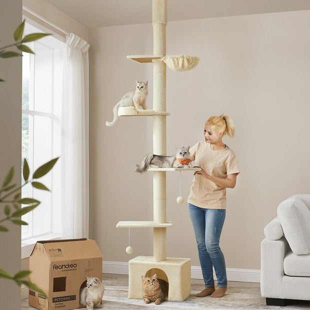 Krabpaal Plafond Hoog Verstelbaar Pluche Beige