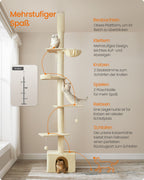 Krabpaal Plafond Hoog 231-291 Cm In Hoogte Verstelbaar Beige