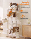 Kattenboom XXL – 193 cm – 8 Niveaus – Kattenhuis en Hol – Sisalstam – Honingbruin en Vintage Wit