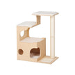 Kattenkrabpaal – Klimboom met ligvlakken en grot – Bruin-Wit