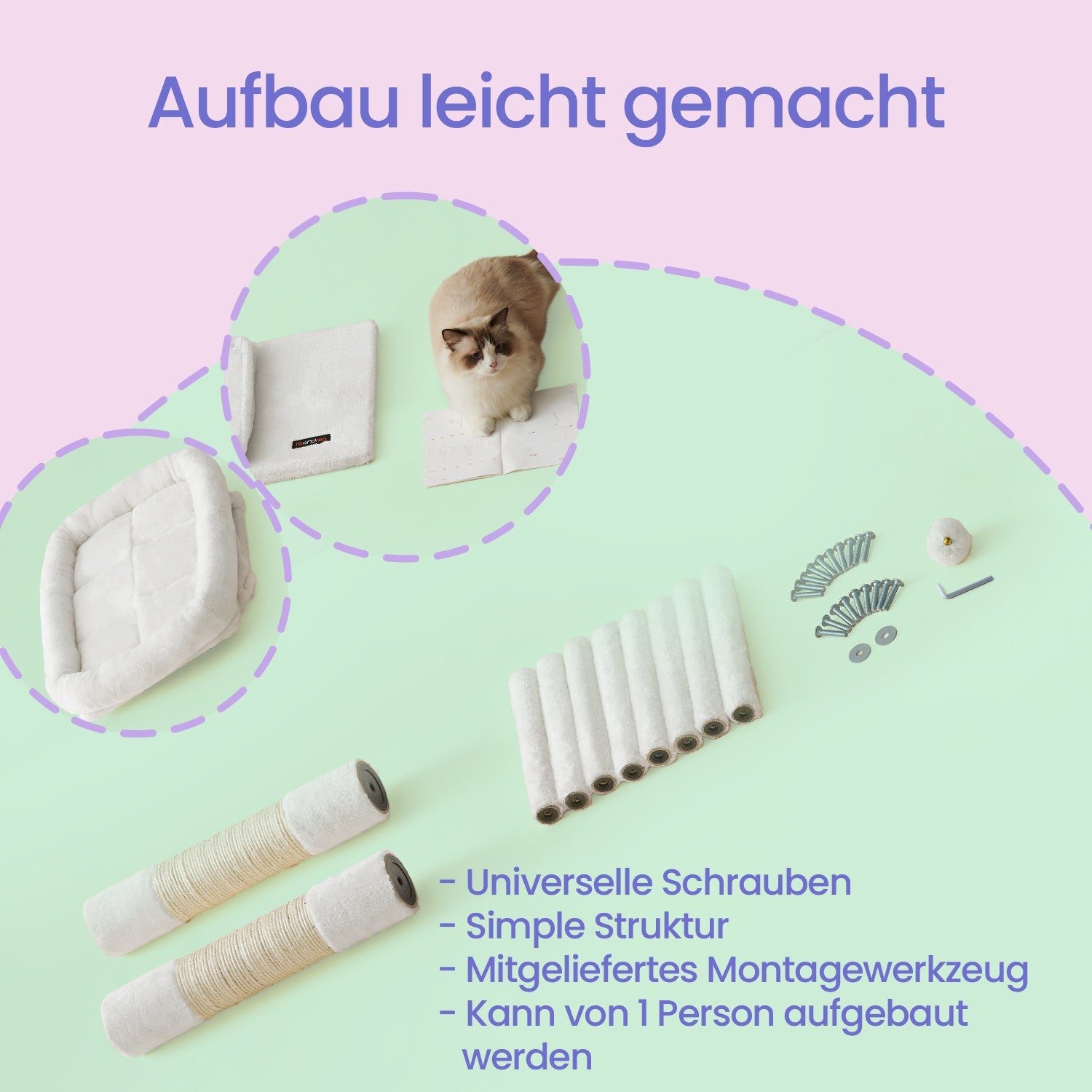 84 cm hoge krabpaal, krabpaal voor grote katten, groot uitkijkplatform