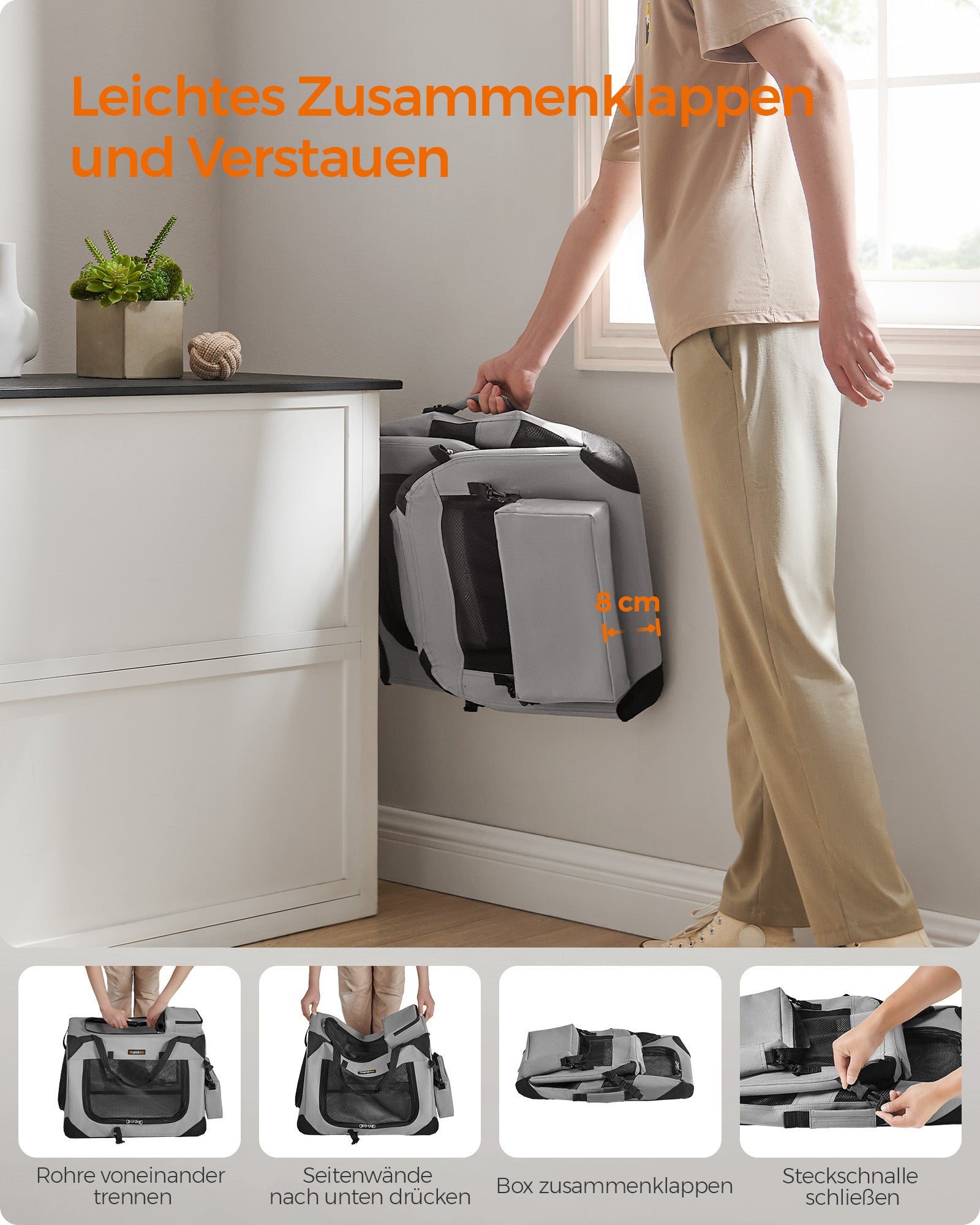 Hondenbox M – Opvouwbaar en lichtgewicht – Rookgrijs