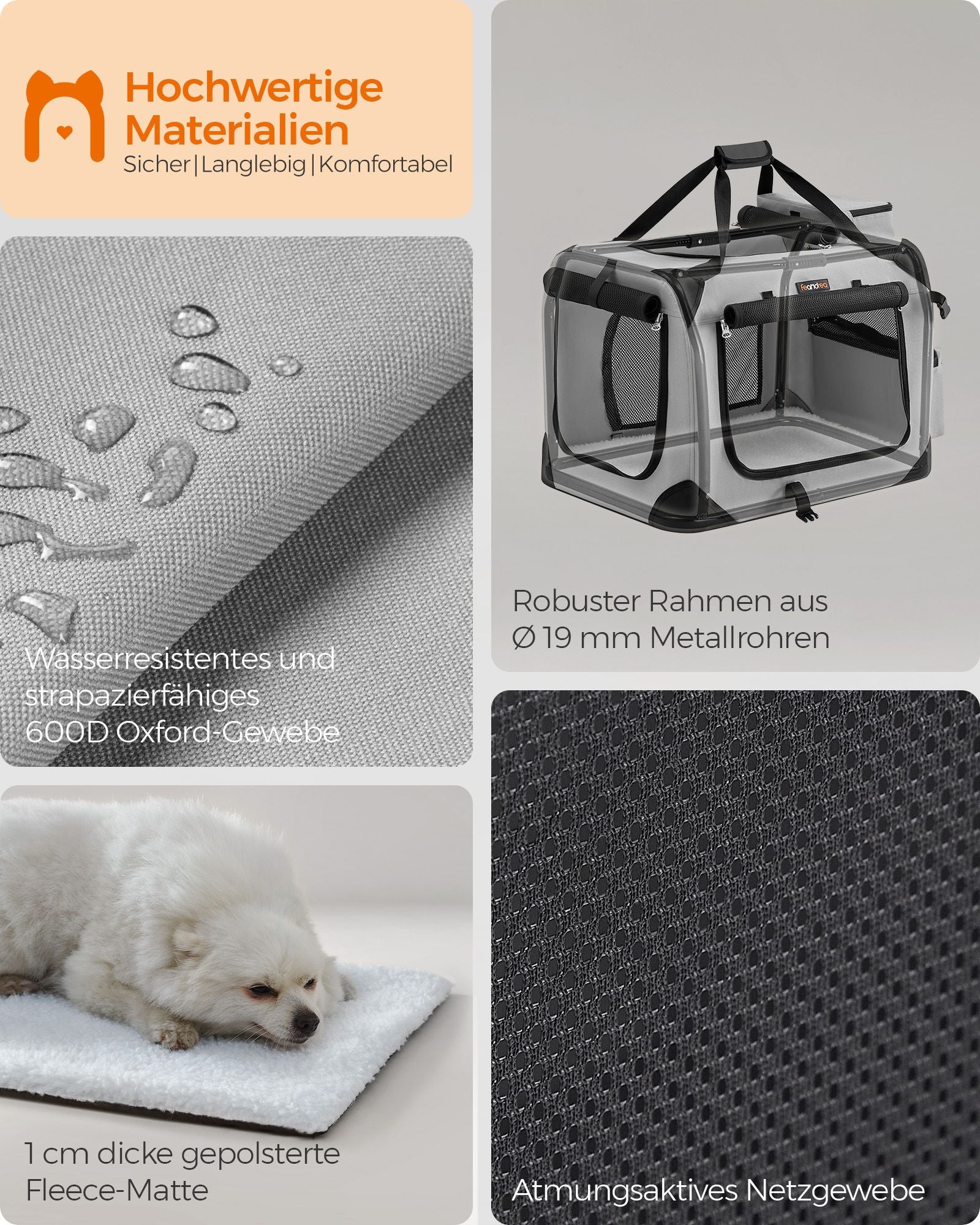 Hondenbox M – Opvouwbaar en lichtgewicht – Rookgrijs