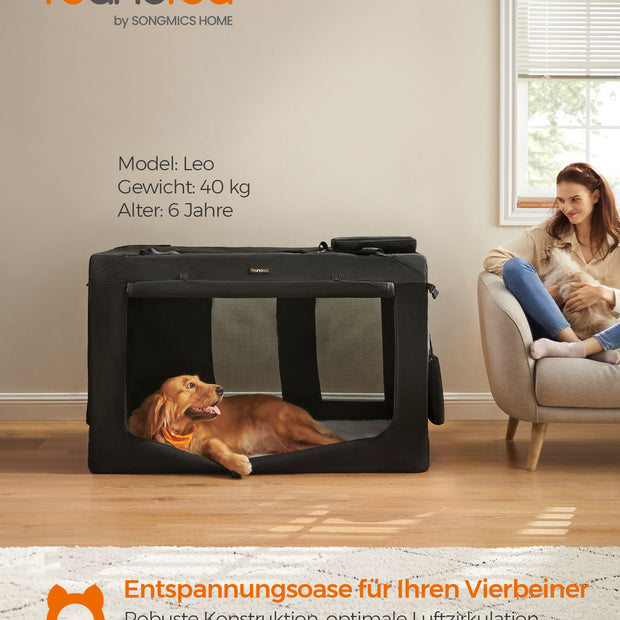 Hondenbox met handvatten – stevig frame – zwart