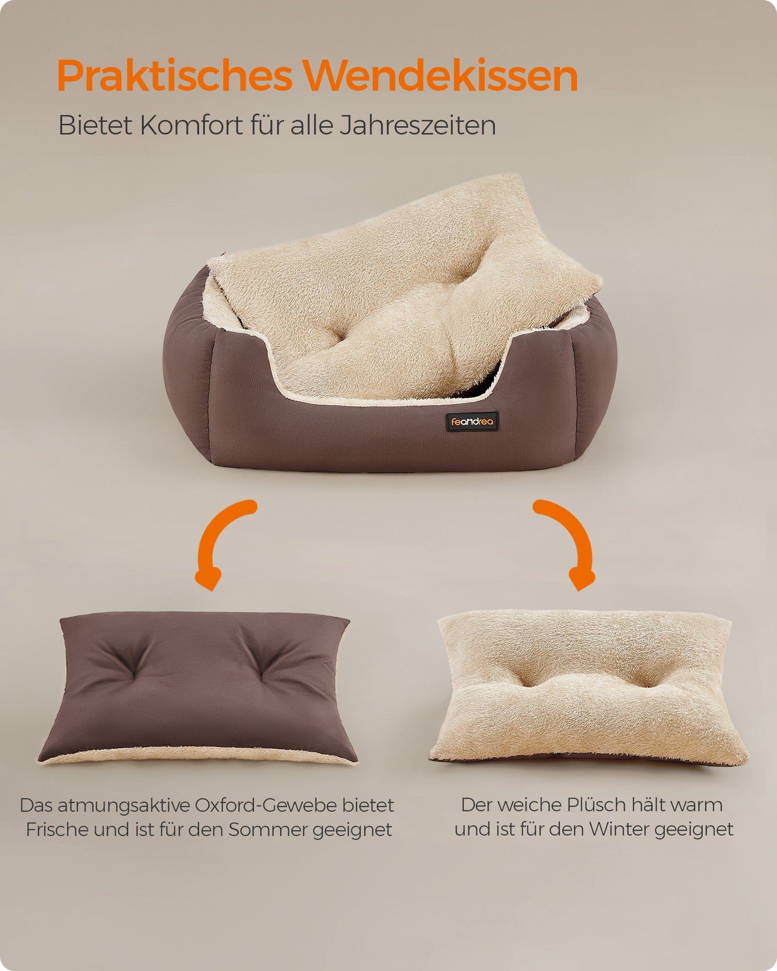 Hondenmand - 60 x 50 cm - Oxford Stof - Wasbaar - Licht Kaki
