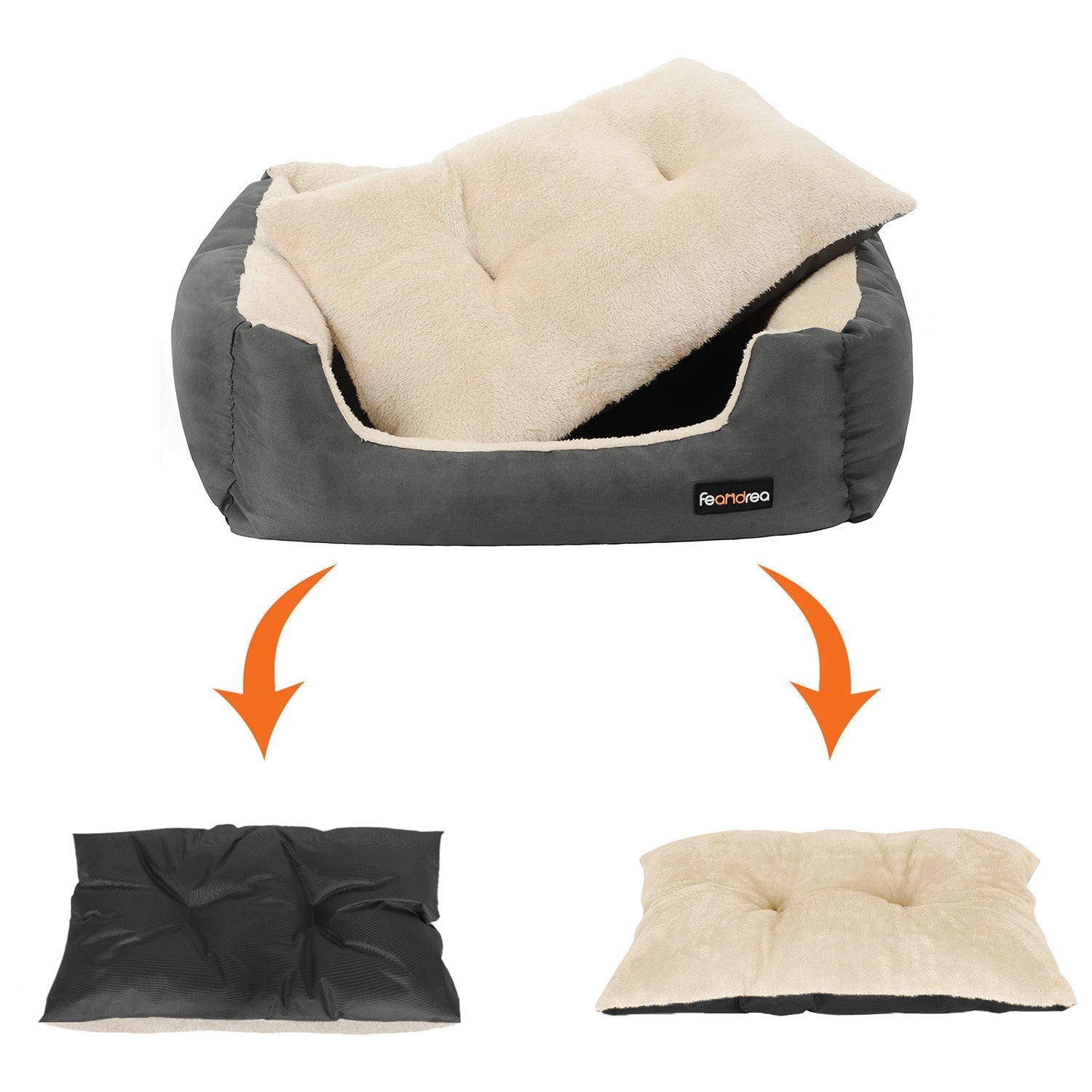 Hondenbed – Omkeerbaar kussen – Grijs