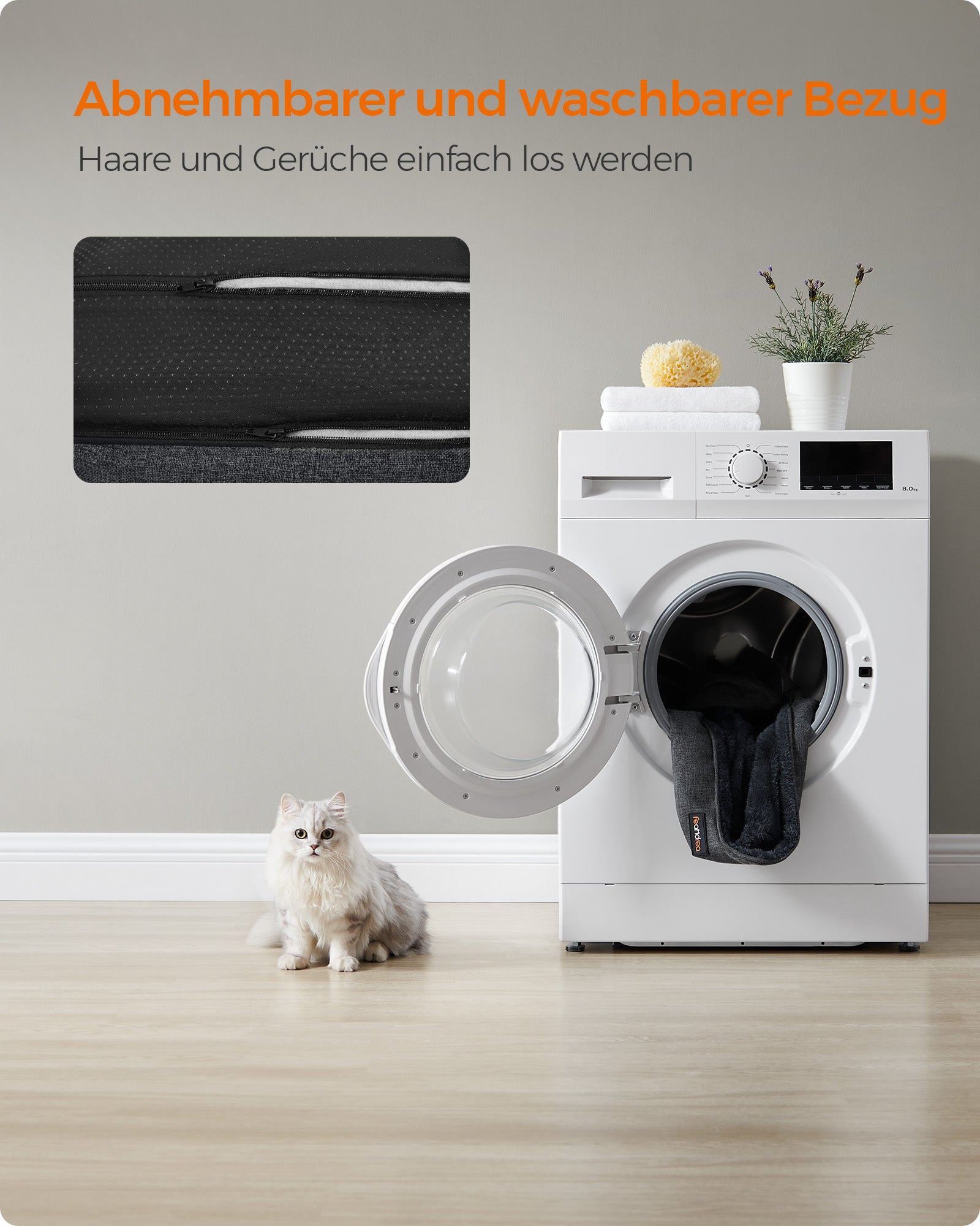 Hondenmand met afneembare en wasbare donkergrijze hoes