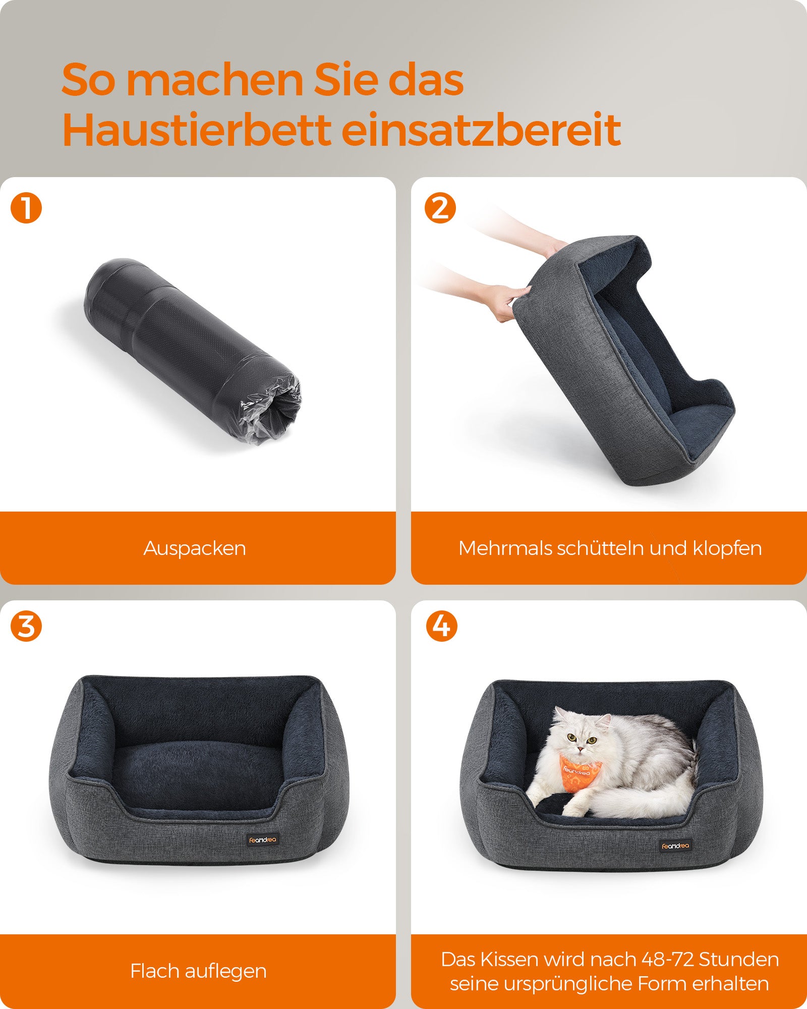 Hondenmand met afneembare en wasbare donkergrijze hoes