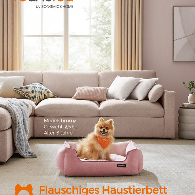 Hondenbed – Linnenlook – Voor kleine honden – Pastelroze