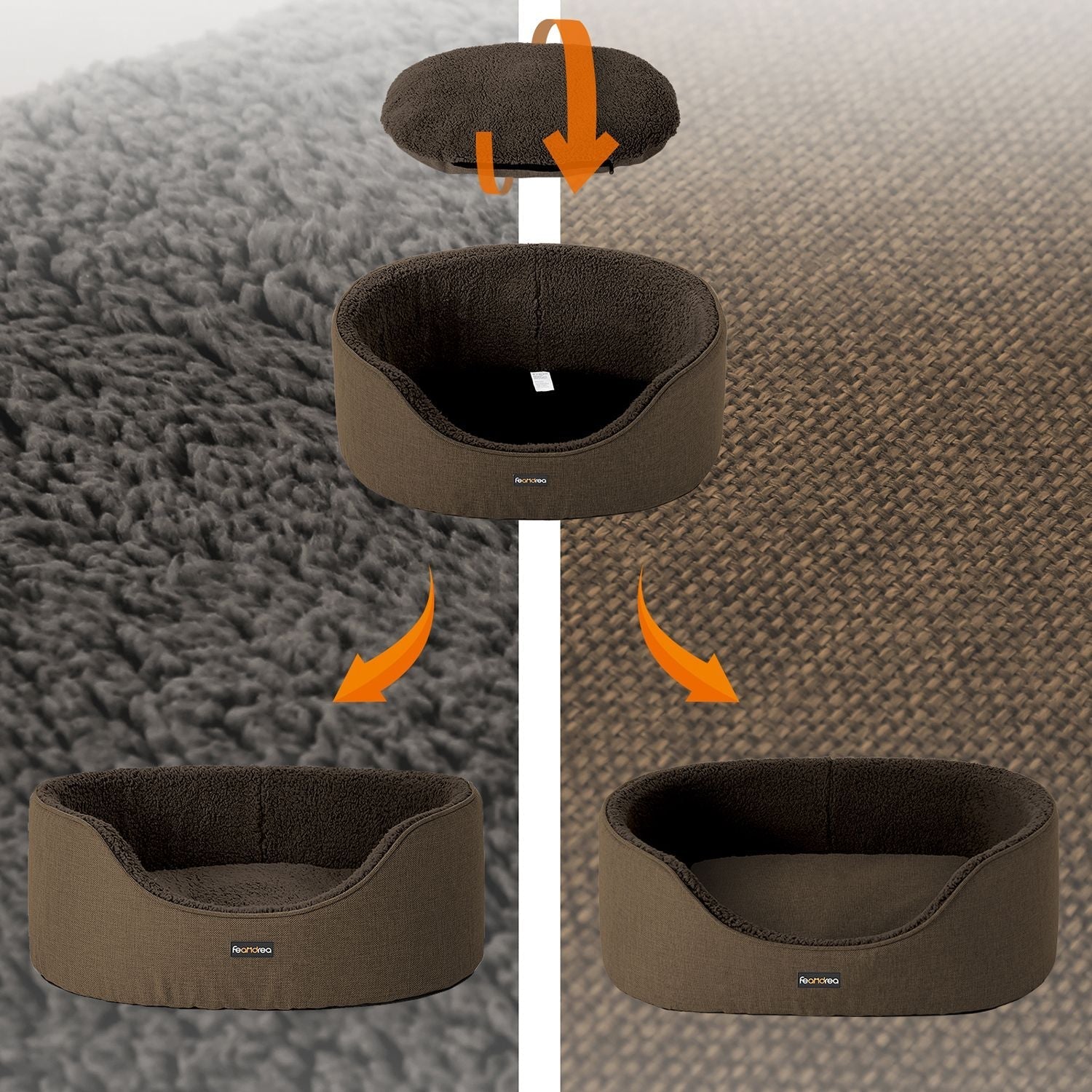 Hondenbed – Verwijderbaar kussen – Bruin