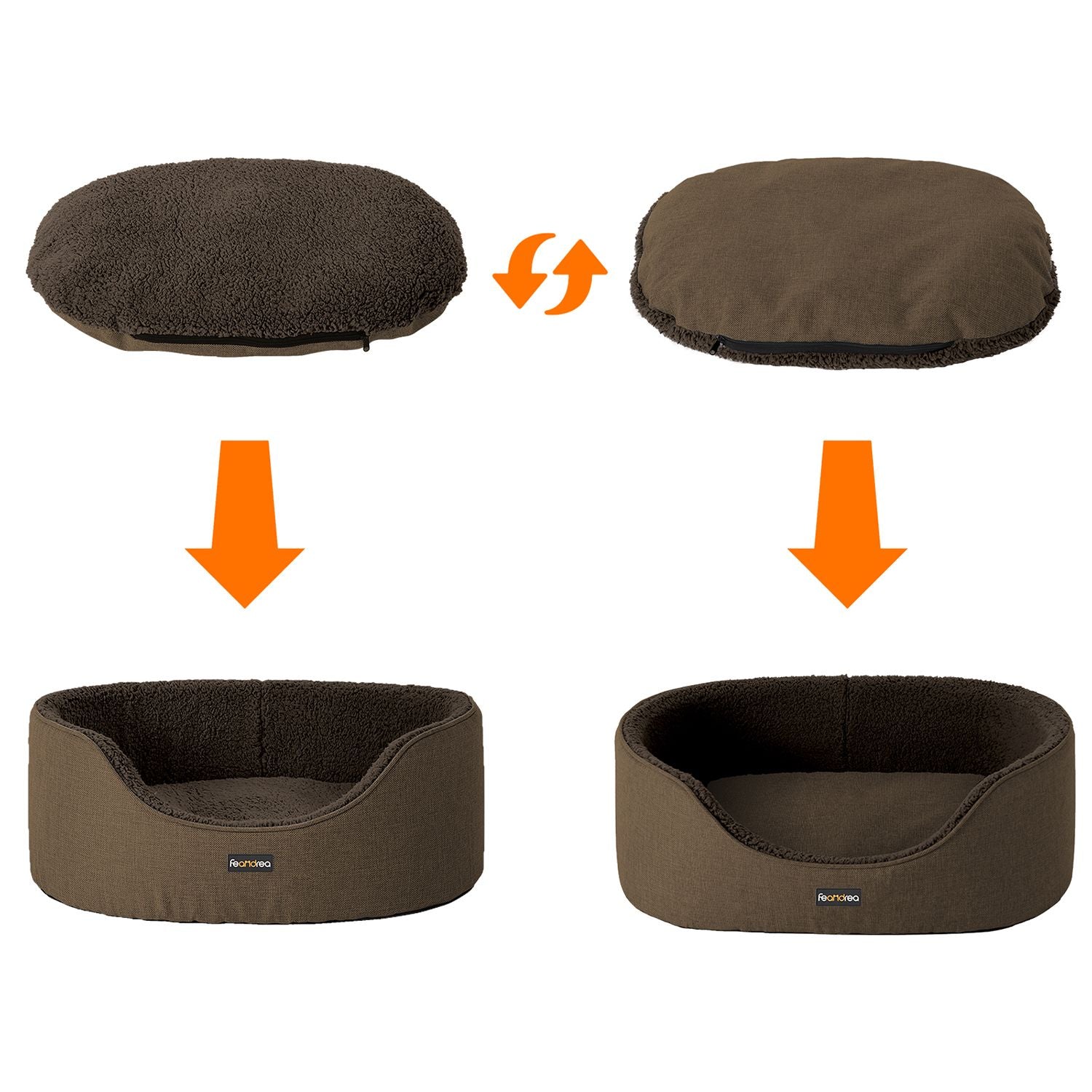 Hondenbed – Verwijderbaar kussen – Bruin