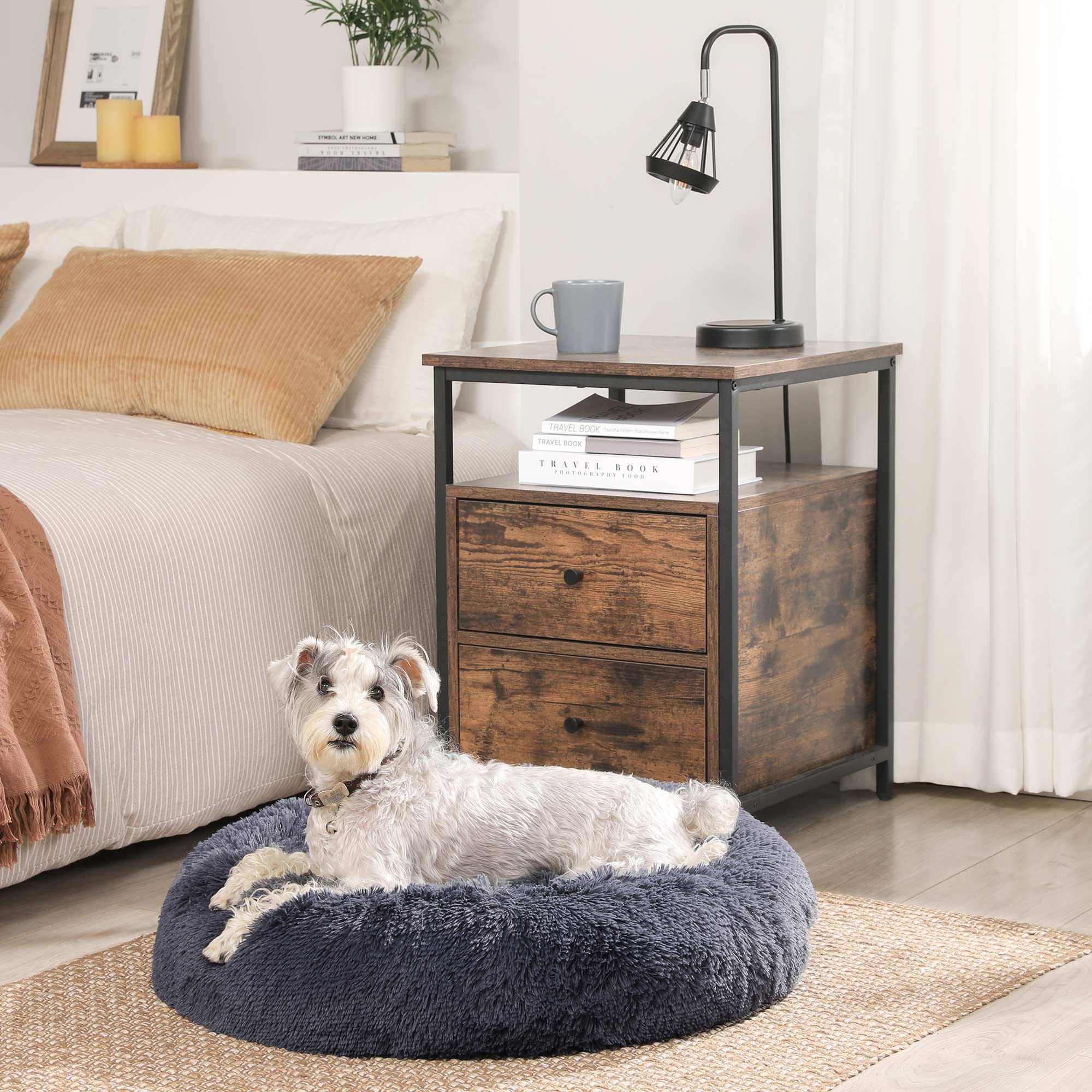 Hondenbed – Donutvormig en comfortabel – Donkergrijs