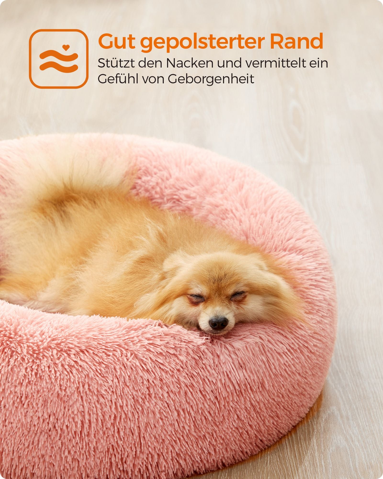 Hondenmand – pluizig lang pluche – roze