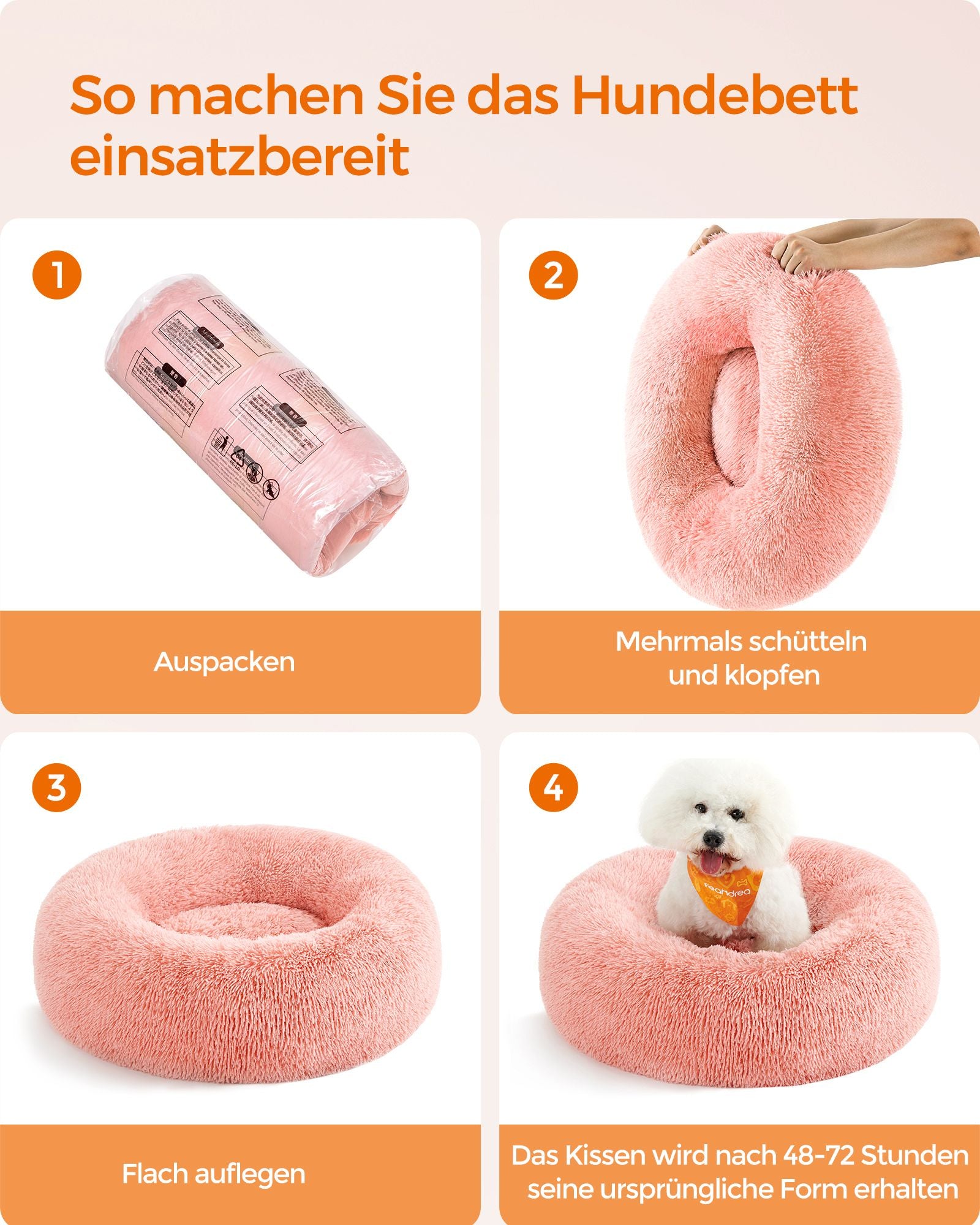 Kattenmand – wasbaar – lang pluche – roze
