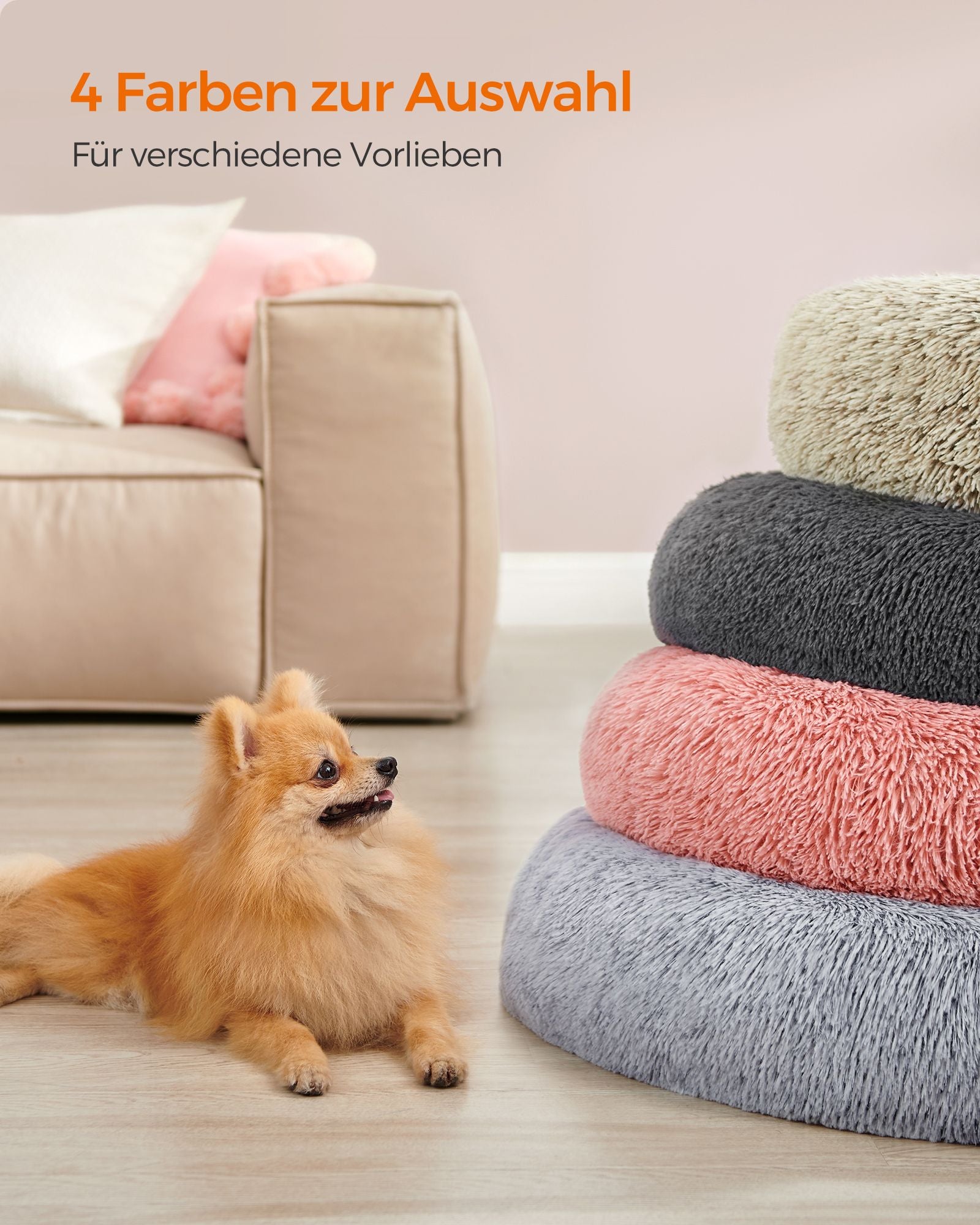 Kattenmand – wasbaar – lang pluche – roze