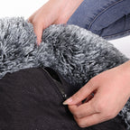 Fluffy hondenbed met donutkussen ombré grijs