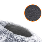 Fluffy hondenbed met donutkussen ombré grijs