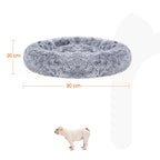 Fluffy hondenbed met donutkussen ombré grijs