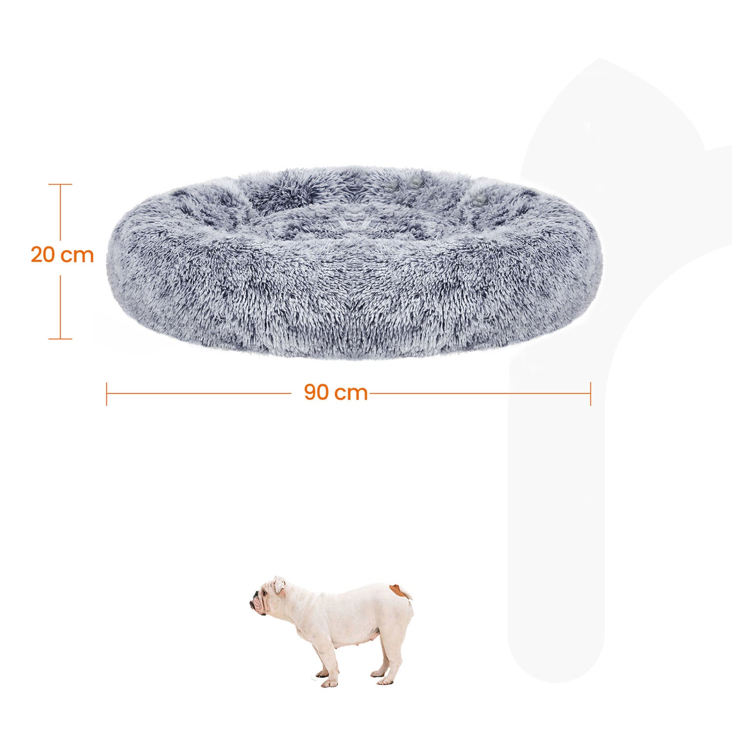 Fluffy hondenbed met donutkussen ombré grijs