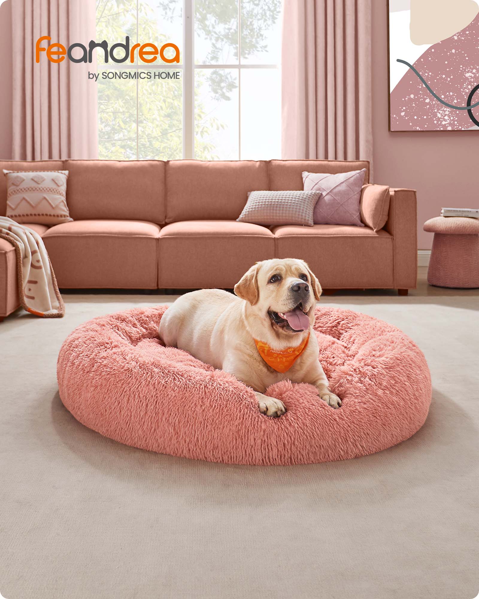 Hondenmand – pluizig & wasbaar – Ø 120 cm – roze