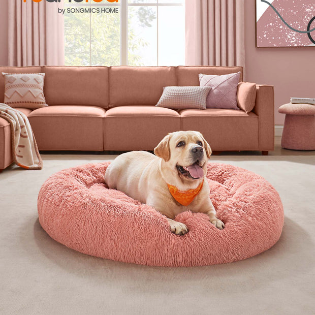 Hondenmand – pluizig en wasbaar – Ø 120 cm – roze