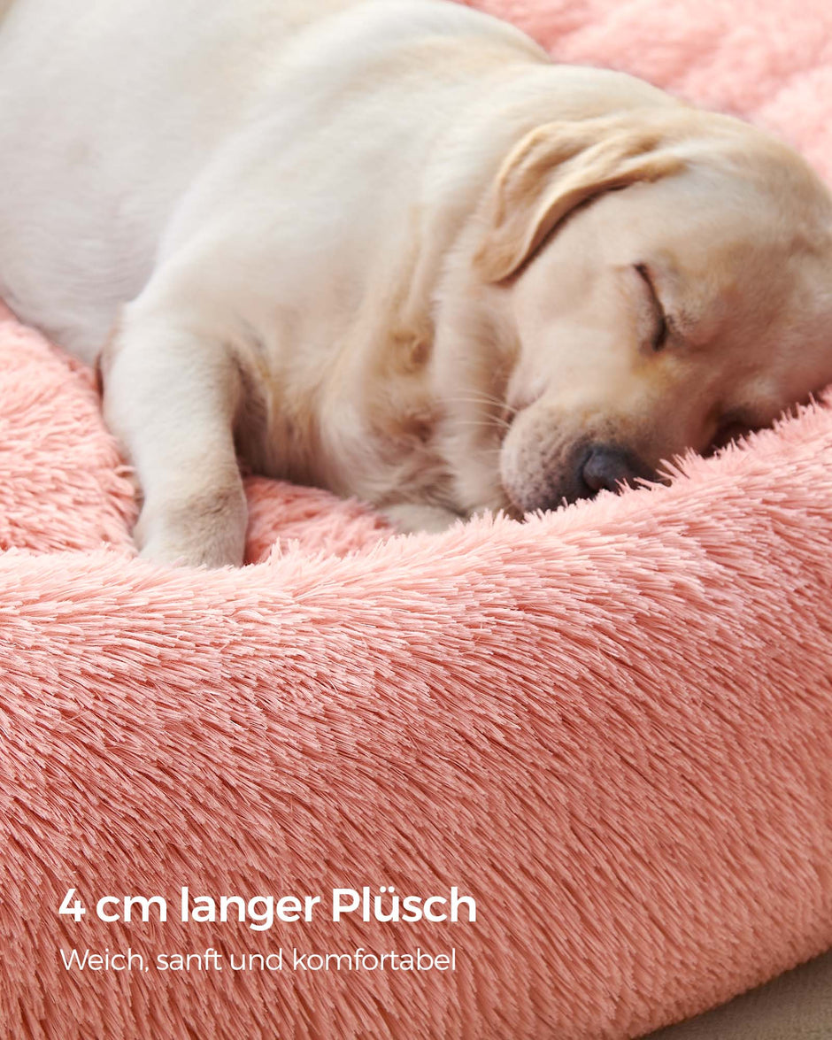 Hondenmand – pluizig en wasbaar – Ø 120 cm – roze