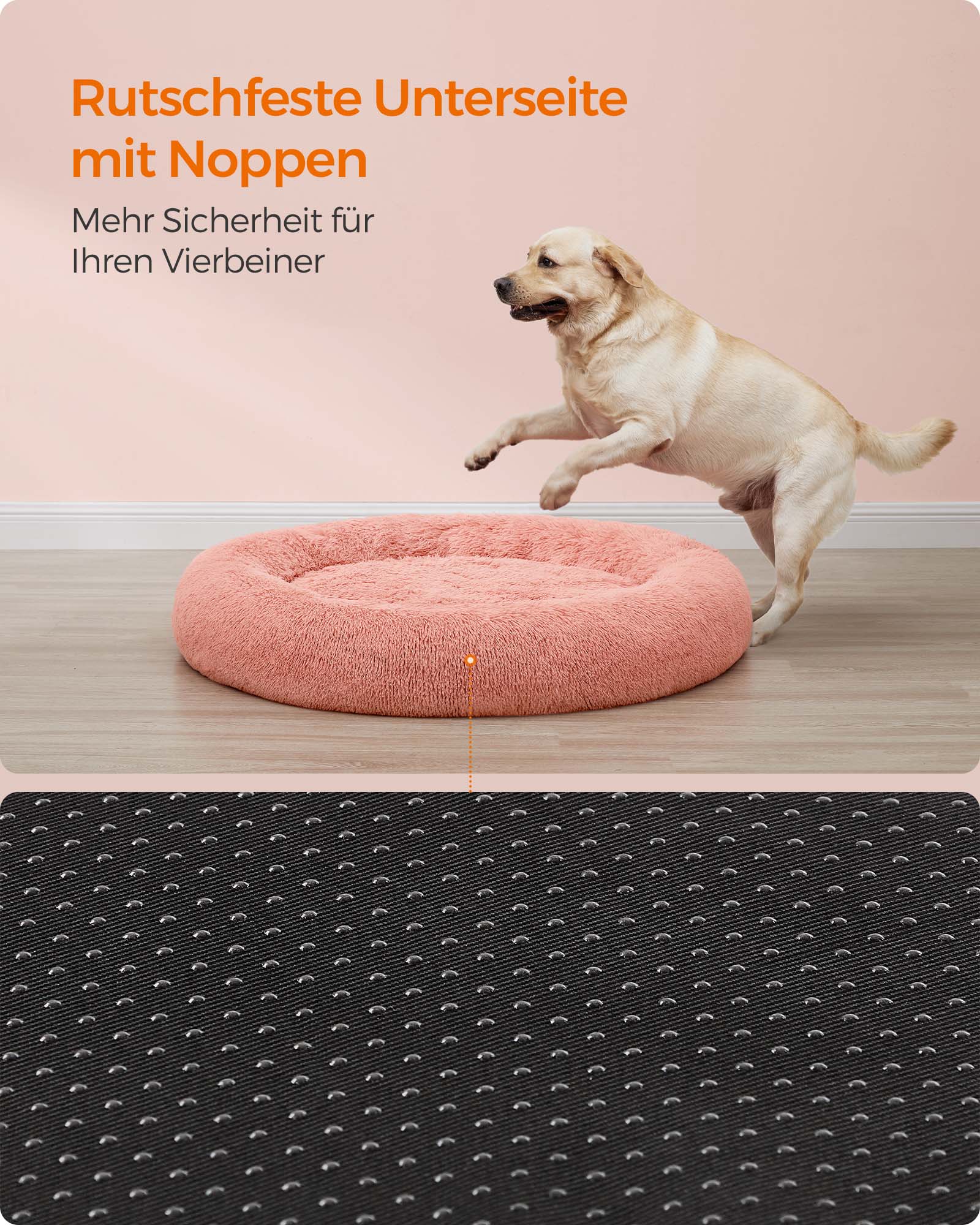 Hondenmand – pluizig & wasbaar – Ø 120 cm – roze