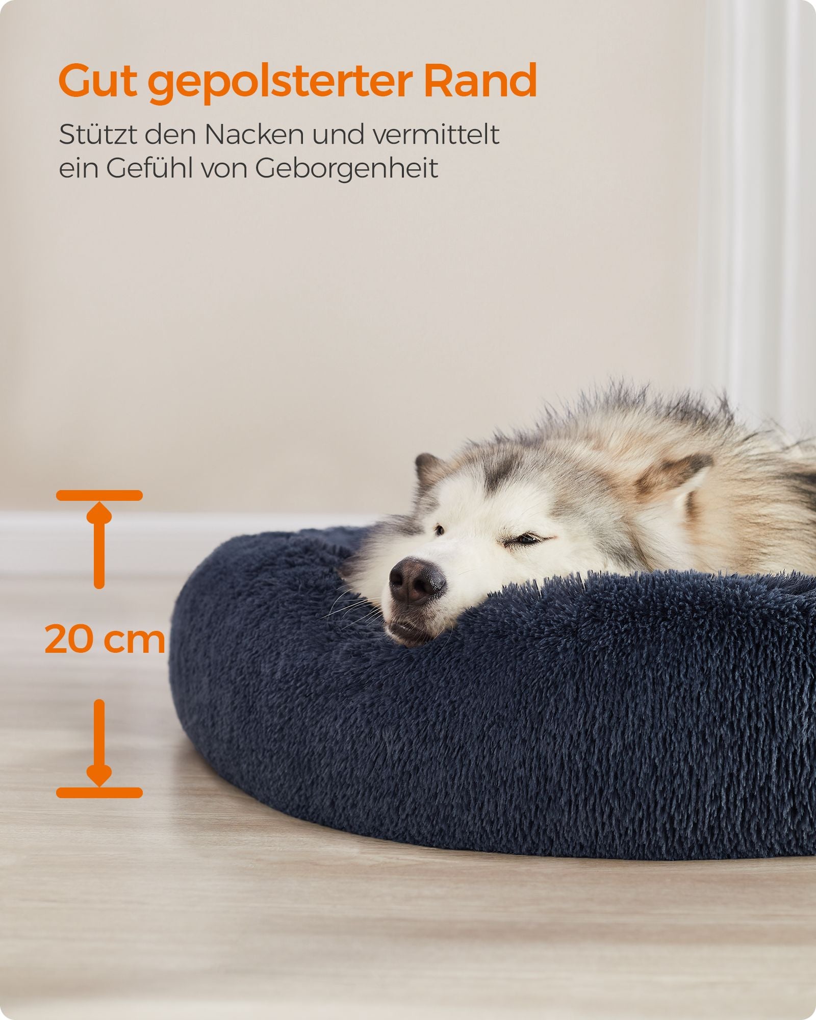 Hondenbed – afneembaar middenstuk – pluche – donkergrijs