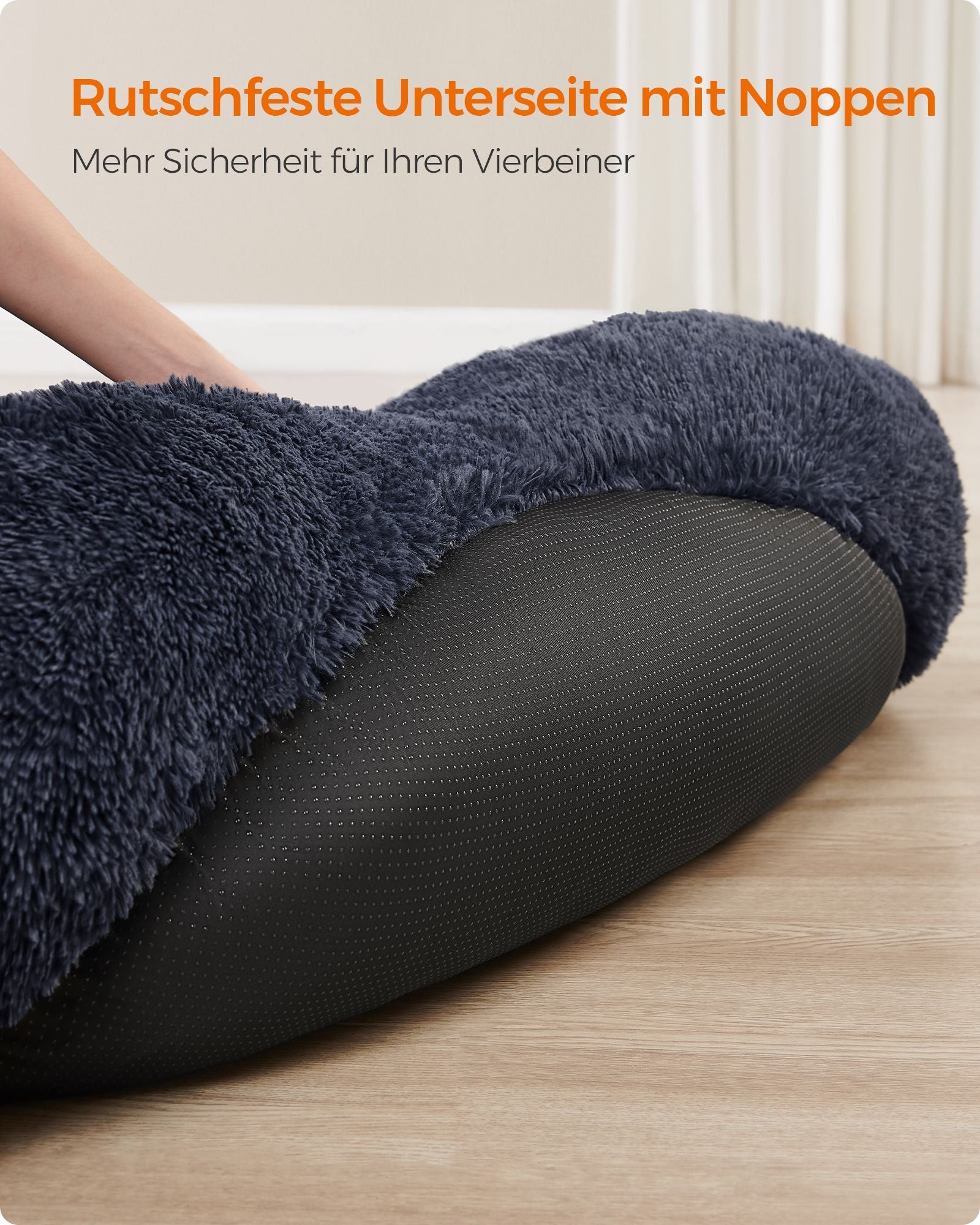 Hondenbed – afneembaar middenstuk – pluche – donkergrijs