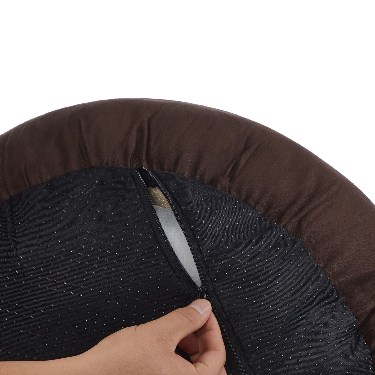 Hondenbed – donutvorm – Ø 60 cm – grijs en wit