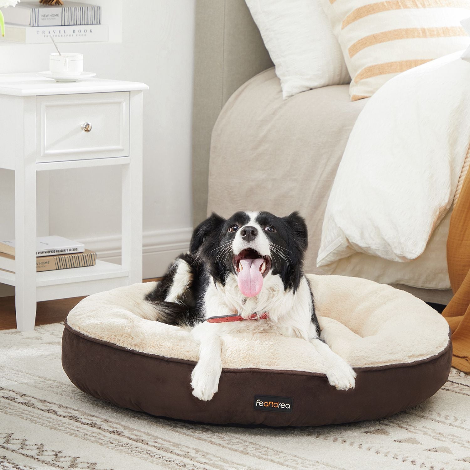 Kattenmand – donutvorm – Ø 70 cm – grijs en wit