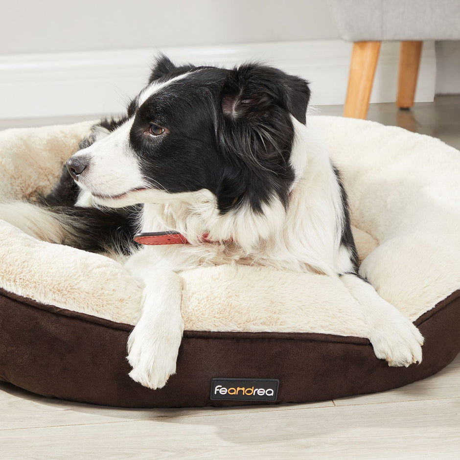 Kattenmand – donutvorm – Ø 70 cm – grijs en wit