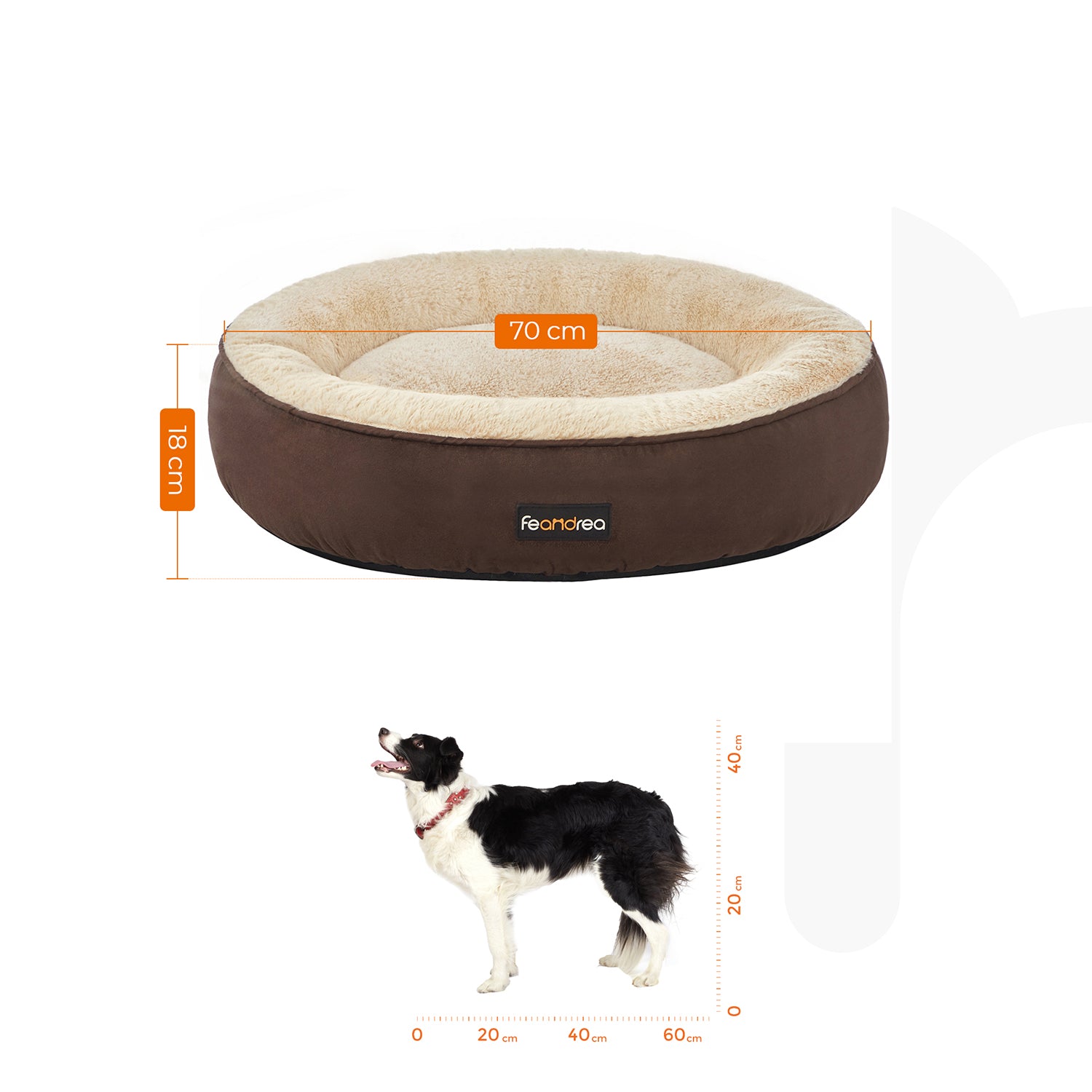 Kattenmand – donutvorm – Ø 70 cm – grijs en wit