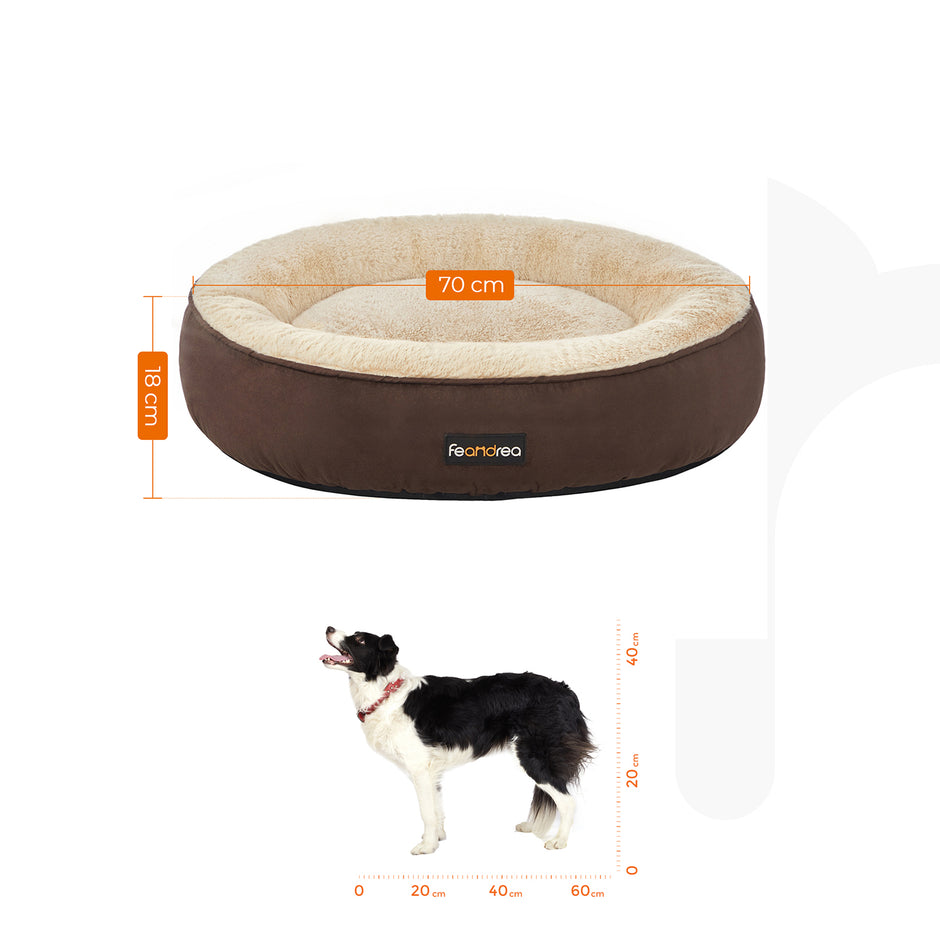 Kattenmand – donutvorm – Ø 70 cm – grijs en wit