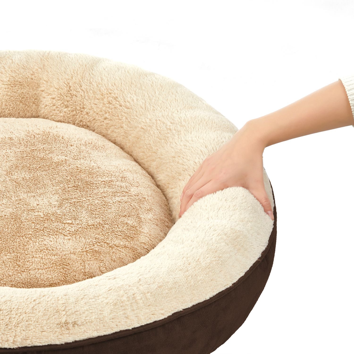 Kattenmand – donutvorm – Ø 70 cm – grijs en wit