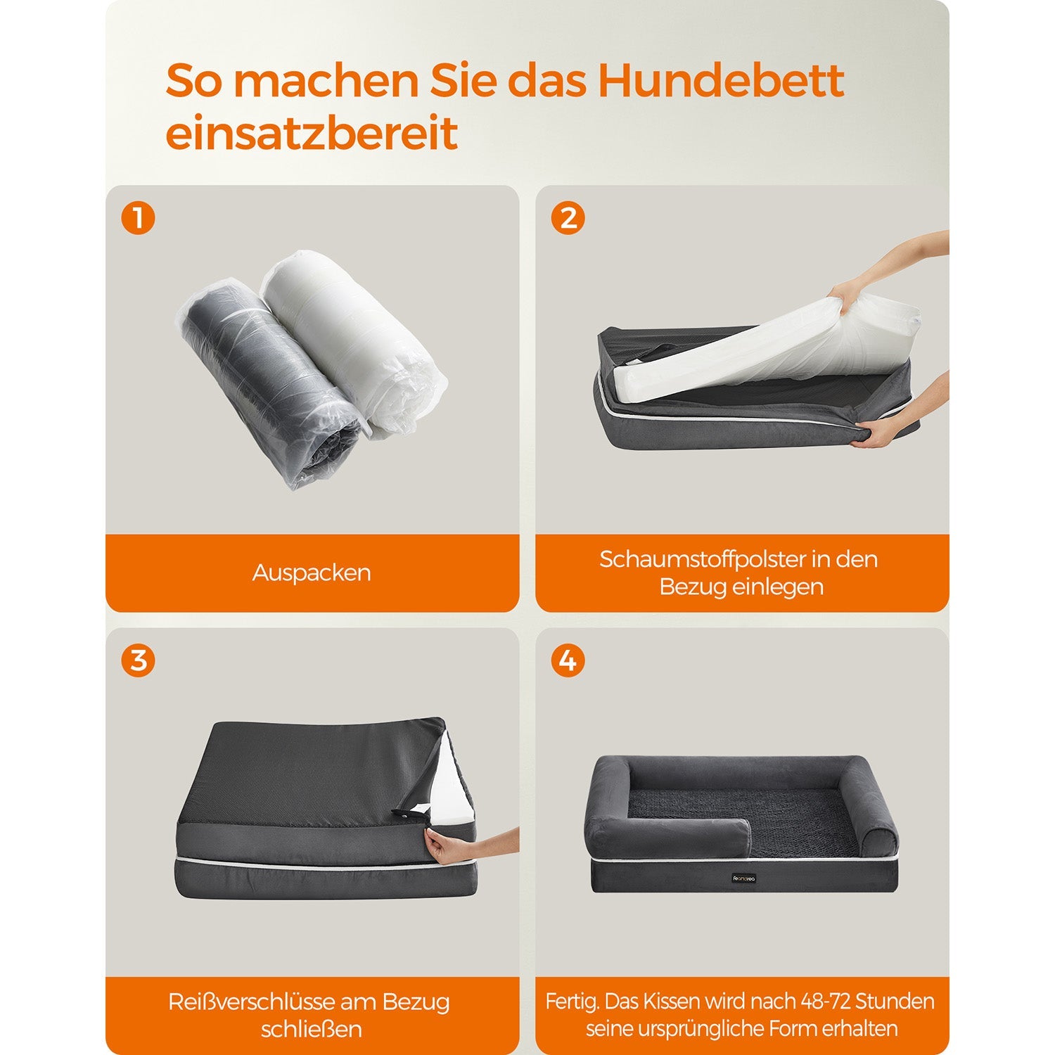 Orthopedisch hondenbed – Verhoogde randen – Donkergrijs