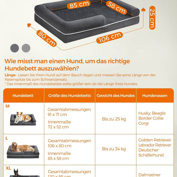 Orthopedisch hondenbed – Verhoogde randen – Donkergrijs