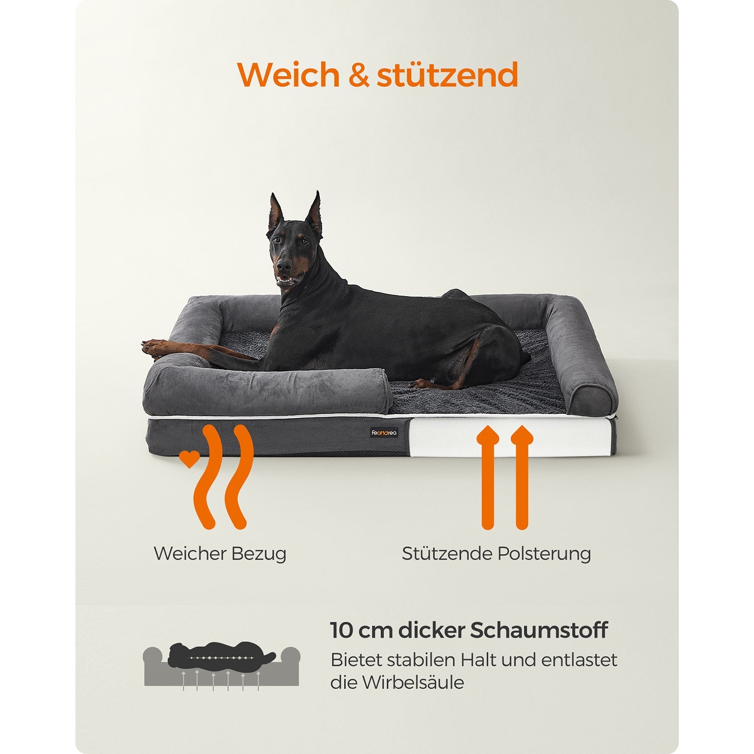 Orthopedisch hondenbed – Verhoogde rand – Donkergrijs