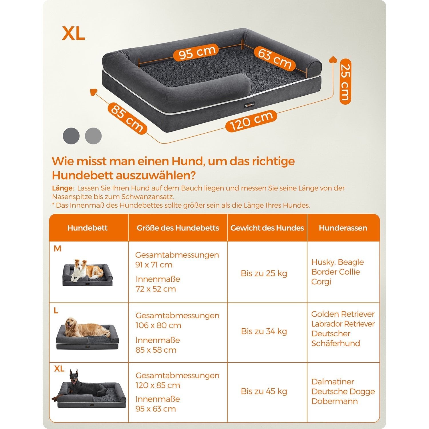 Orthopedisch hondenbed – Verhoogde rand – Donkergrijs
