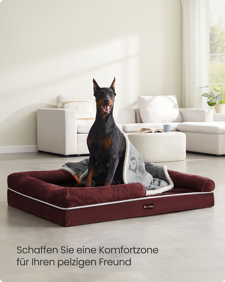 Orthopedisch hondenbed – Uitneembaar kussen – Bessenrood