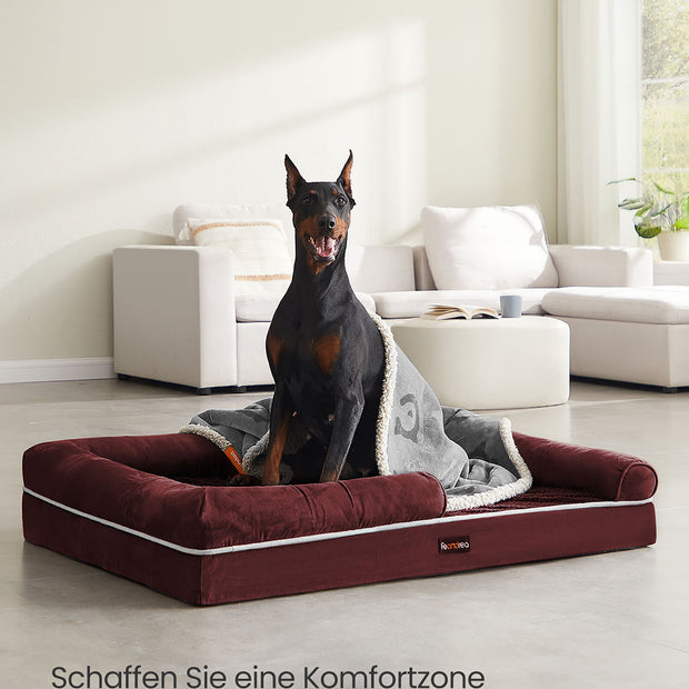 Orthopedisch hondenbed – Uitneembaar kussen – Bessenrood